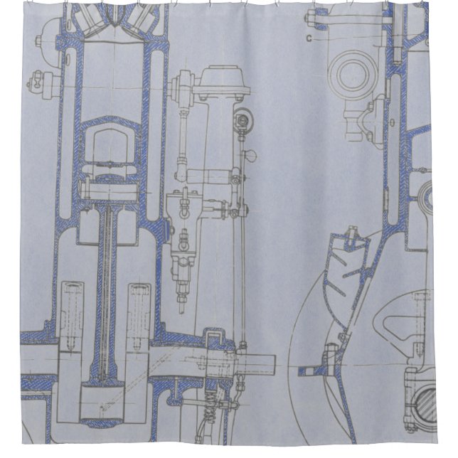 Rideaux De Douche Dessin schématique Ancien plan couleurs rustiques  (Devant)