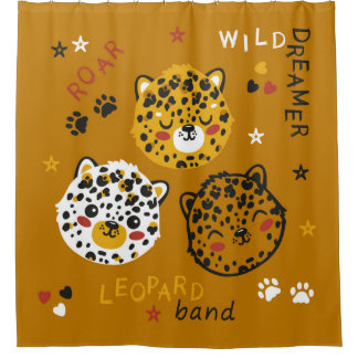 Rideaux De Douche Dessin Visage De Chat Léopard. Little Funny Cheeta