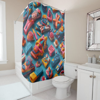 Rideaux De Douche Dessins de forme d'effaceurs uniques et colorés