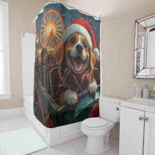Rideaux De Douche Dessous de verre à rouleaux de chien beagle Noël