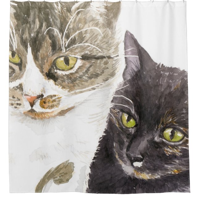Rideaux De Douche Deux chats - tabby et tortie (Devant)