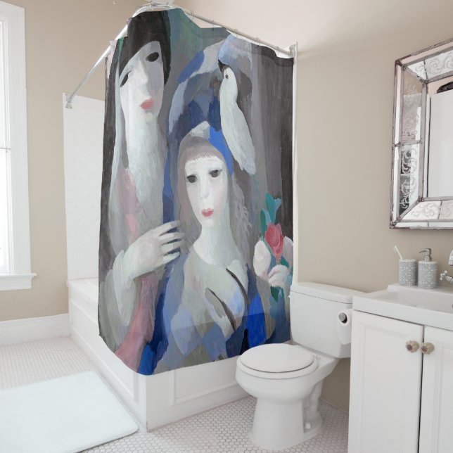 Rideaux De Douche Deux dame et une colombe, Marie Laurencin (En situation)