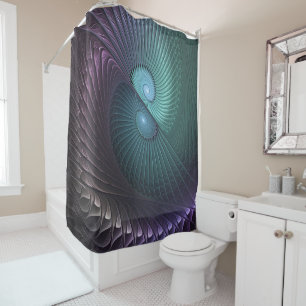 Rideaux De Douche Deux spirales colorées Art Abstrait Fractal modern