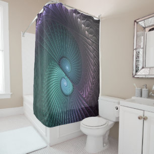 Rideaux De Douche Deux spirales colorées art fractal abstrait modern