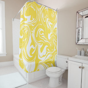 Rideaux De Douche Déversement - Citron jaune et blanc