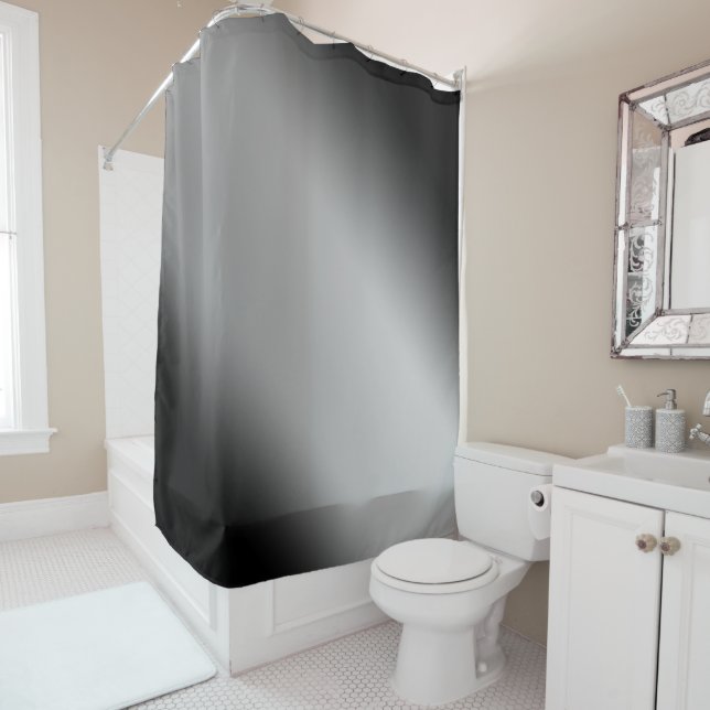 Rideaux De Douche Diagonale de dégradé noir et blanc (En situation)