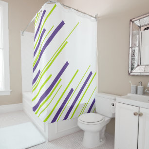Rideaux De Douche Diagonales en vert citron vert et violet