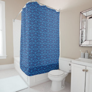 Rideaux De Douche Diamants entrelacés : motif géométrique bleu foncé