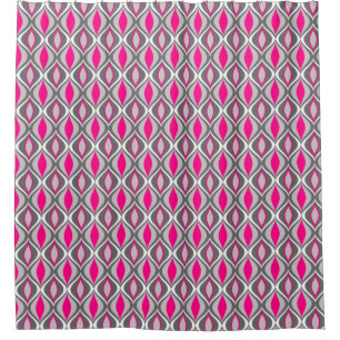 Rideaux De Douche Diamants modernes du milieu du siècle, Fuchsia et