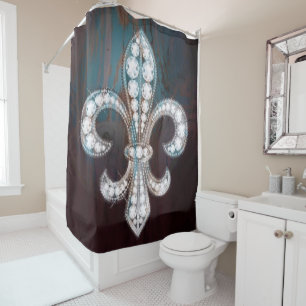 Rideaux De Douche Diamond Fleur de Lis Bois