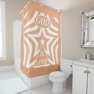 Rideaux De Douche Dieu est Amour Étoile Chaud Pêche & Orange: Foi Sé
