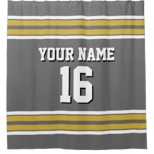 Rideaux De Douche Dim Grey Gold White Strips Sports Jersey