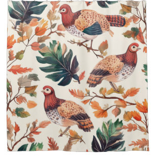 Rideaux De Douche Dinde de Thanksgiving Plume Automne Motif