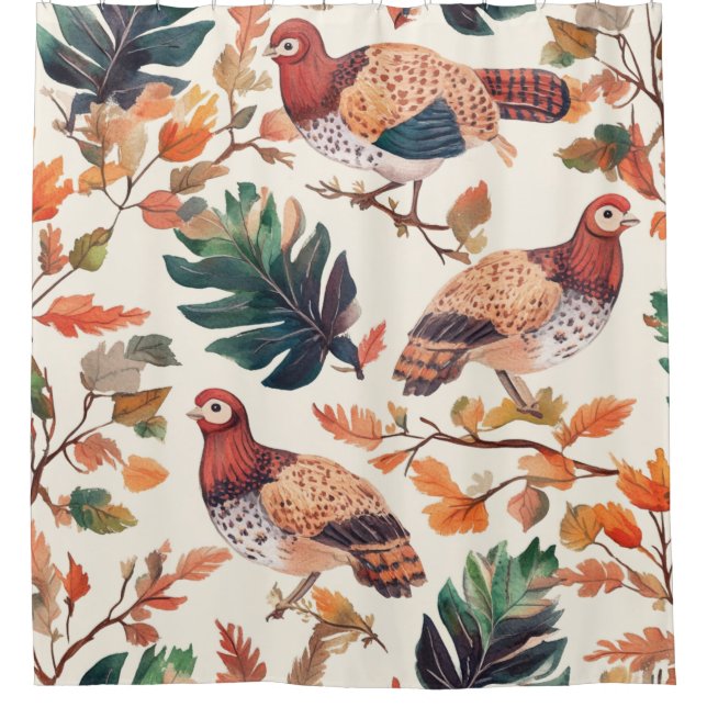 Rideaux De Douche Dinde de Thanksgiving Plume Automne Motif (Devant)