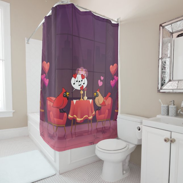 Rideaux De Douche Dîner de la Cardinal rouge (En situation)