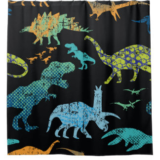 Rideaux De Douche Dino Print : Grunge T-Shirt Motif.