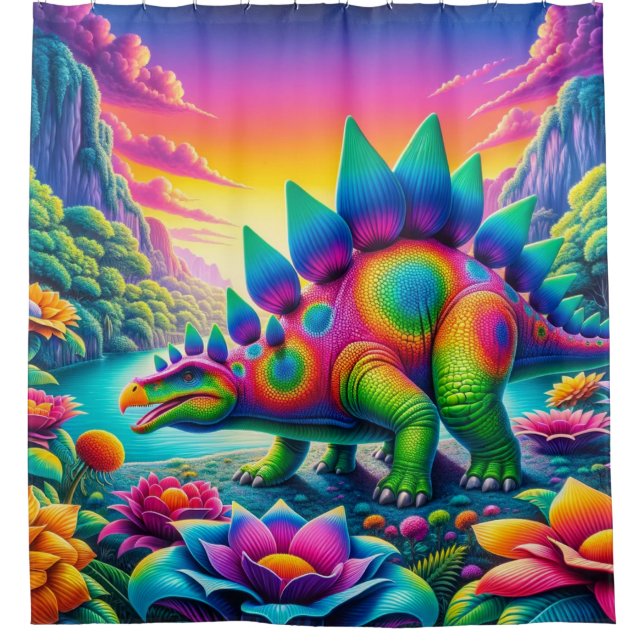 Rideaux De Douche Dinosaure coloré (Devant)