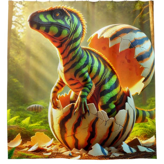 Rideaux De Douche Dinosaure d'éclosion (Devant)
