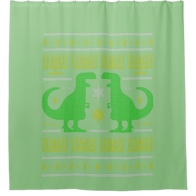 Rideaux De Douche dinosaure vert hanoukka laide (Devant)