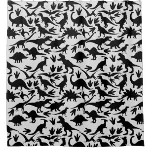 Rideaux De Douche Dinosaures motif 01 b. BG blanc