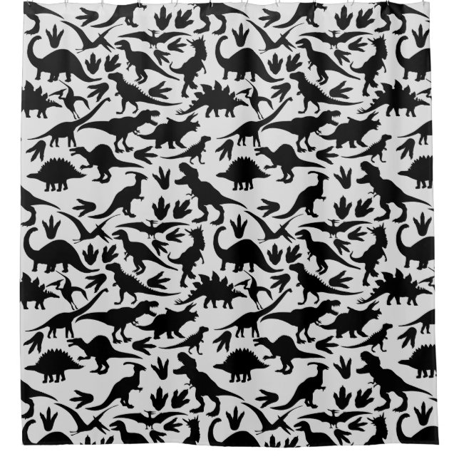 Rideaux De Douche Dinosaures motif 01 b. BG blanc (Devant)