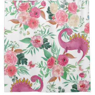 Rideaux De Douche Dinosaures Vintage motif floral
