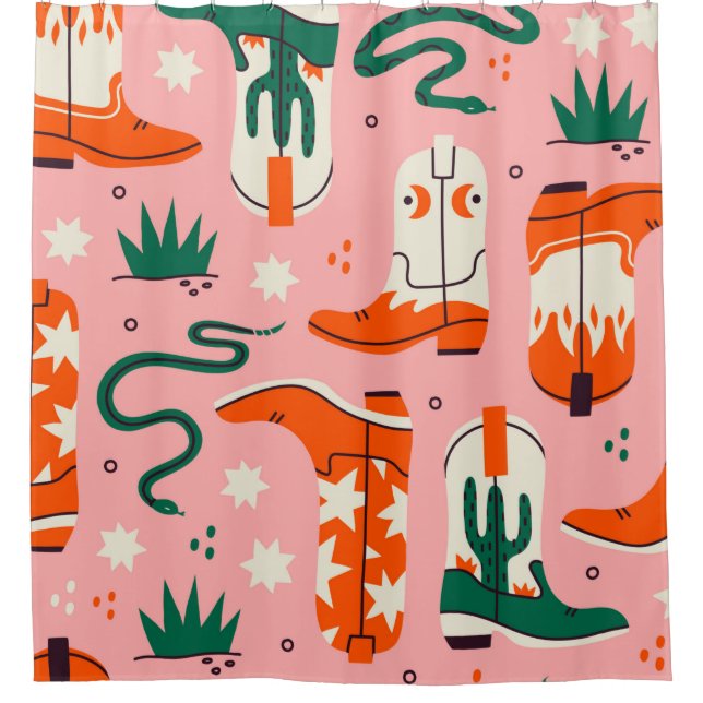 Rideaux De Douche Divers motif bottes de cowboy (Devant)
