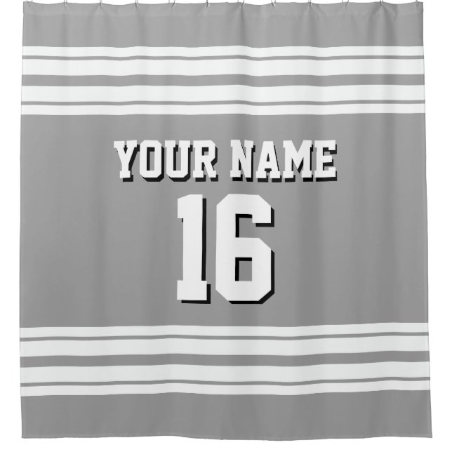 Rideaux De Douche Dk Grey avec White Stripes Sports Jersey (Devant)