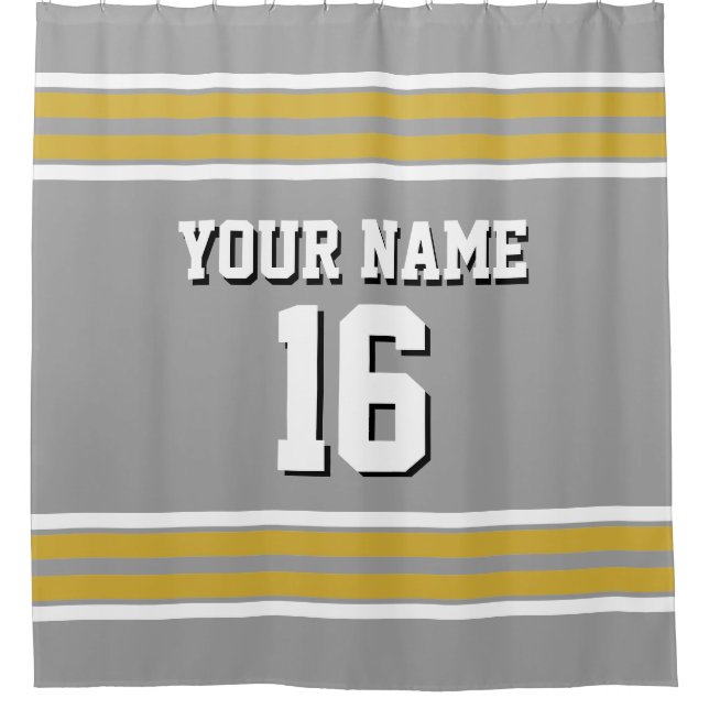 Rideaux De Douche Dk Grey Gold White Strips Sports Jersey (Devant)