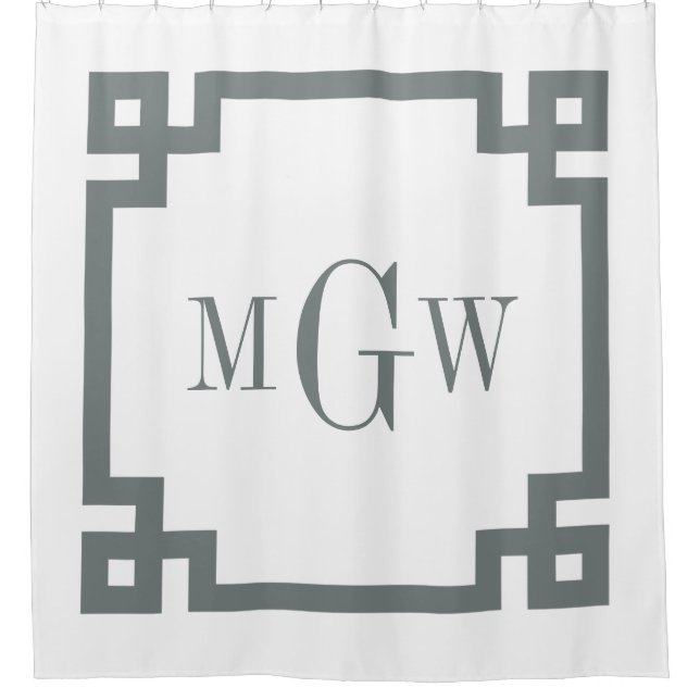 Rideaux De Douche do-it-yourself BG Clé grecque grise de charbon de  (Devant)