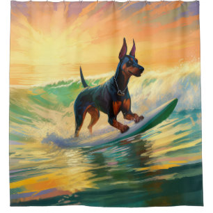 Rideaux De Douche Doberman Beach Surf Peinture