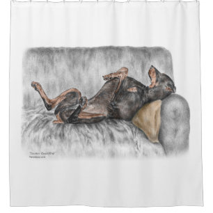 Rideaux De Douche Doberman drôle sur Sofa