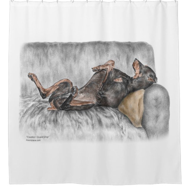 Rideaux De Douche Doberman drôle sur Sofa (Devant)