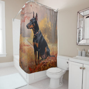 Rideaux De Douche Doberman en automne Feuilles automne Inspire