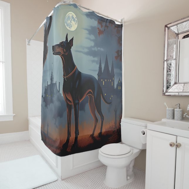 Rideaux De Douche Doberman Halloween Épouvantable (En situation)