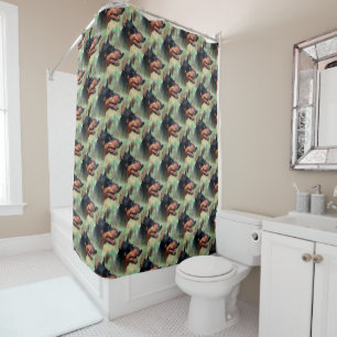 Rideaux De Douche Doberman Pinscher dans les bois