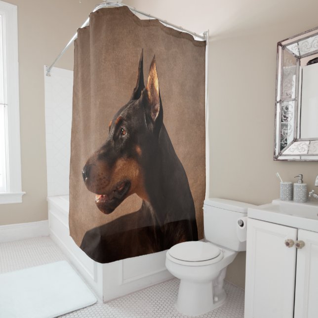 Rideaux De Douche Dobermann - Pinscher de dobermann (En situation)