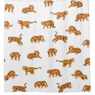 Rideaux De Douche Doodle animal tigre japonais sans soudure main vin