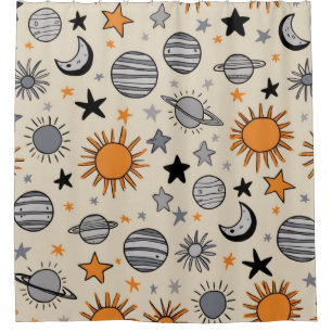 Rideaux De Douche Doodle céleste fantaisiste
