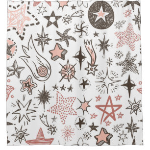 Rideaux De Douche Doodles cosmiques : Étoiles et comètes