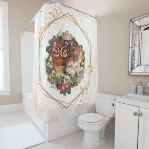 Rideaux De Douche Dormir Éblouissant Faune, Animal Brown Art Floral