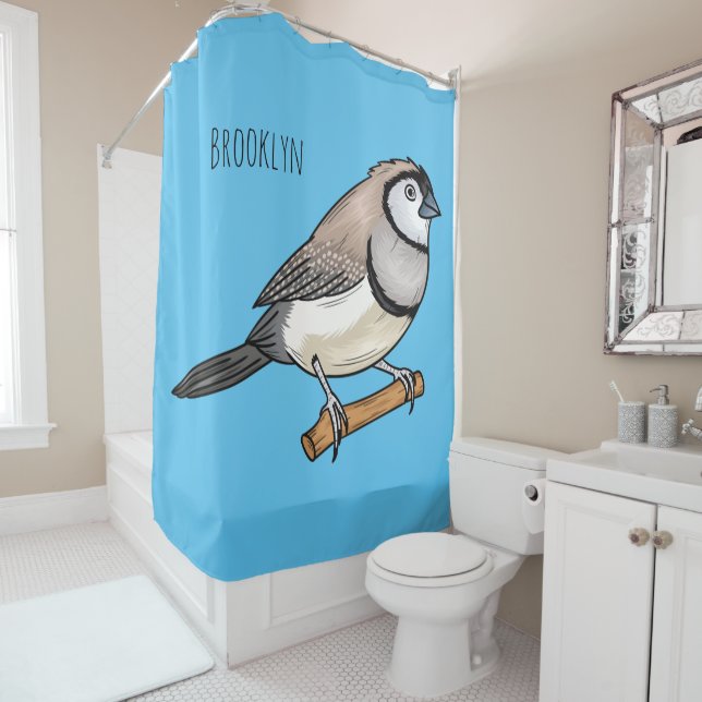 Rideaux De Douche Double-barred finch bird cartoon illustration (En situation)