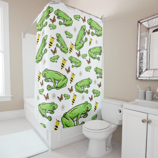 Rideaux De Douche Douche Curtain Grenouille Bumblebee Papillon (En situation)