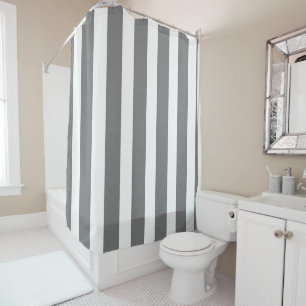 Rideaux De Douche Douche personnalisée Gris et blanc à rayures