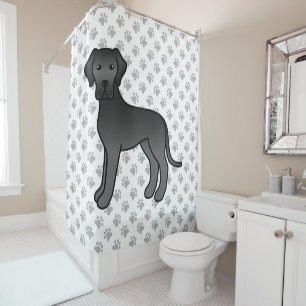 Rideaux De Douche Doux chien de dessin animé Grand Danois noir