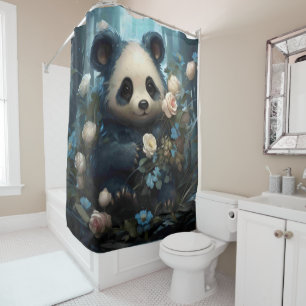 Rideaux De Douche Doux Ours De Panda Chez Les Roses De La Jungle