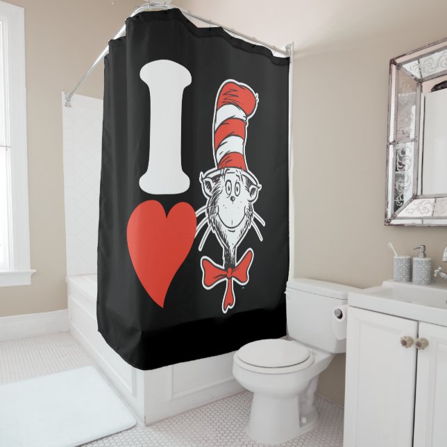 Rideaux De Douche Dr. Seuss Valentine | Je Coeur le chat dans le Cas (En situation)