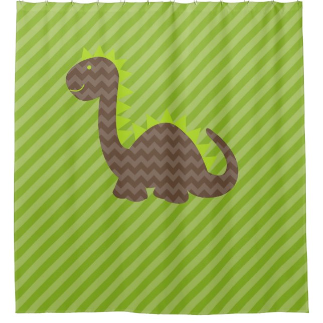 Rideaux De Douche Dragon Chevron Brown sur Green Stripe (Devant)