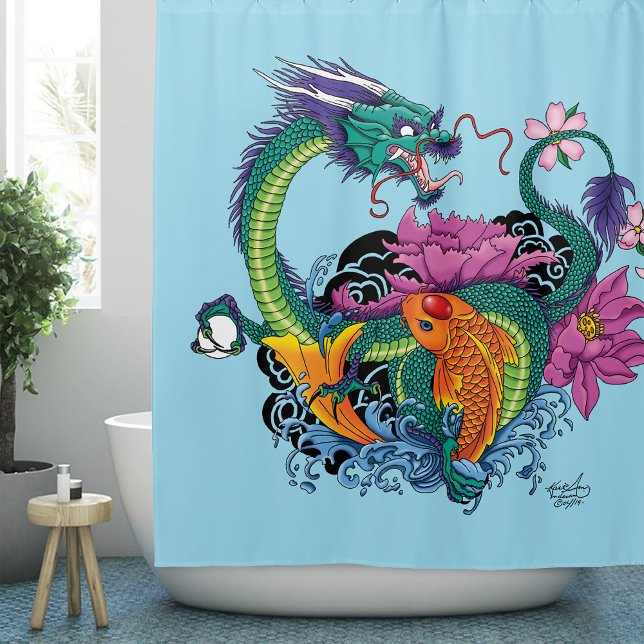 Rideaux De Douche Dragon d'eau chinois Poisson Koi (Créateur téléchargé)