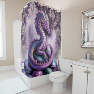 Rideaux De Douche Dragon gothique mystique pourpre